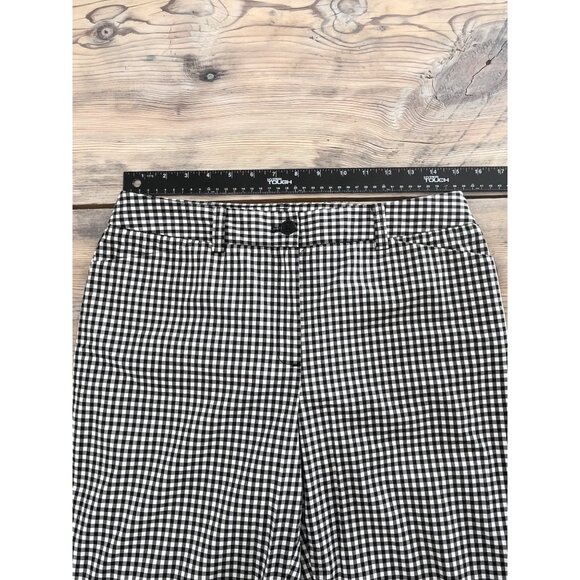 Jones New York Gingham Cropped Pants Womens 6 Black Cottage Core Retro - Picture 4 of 6